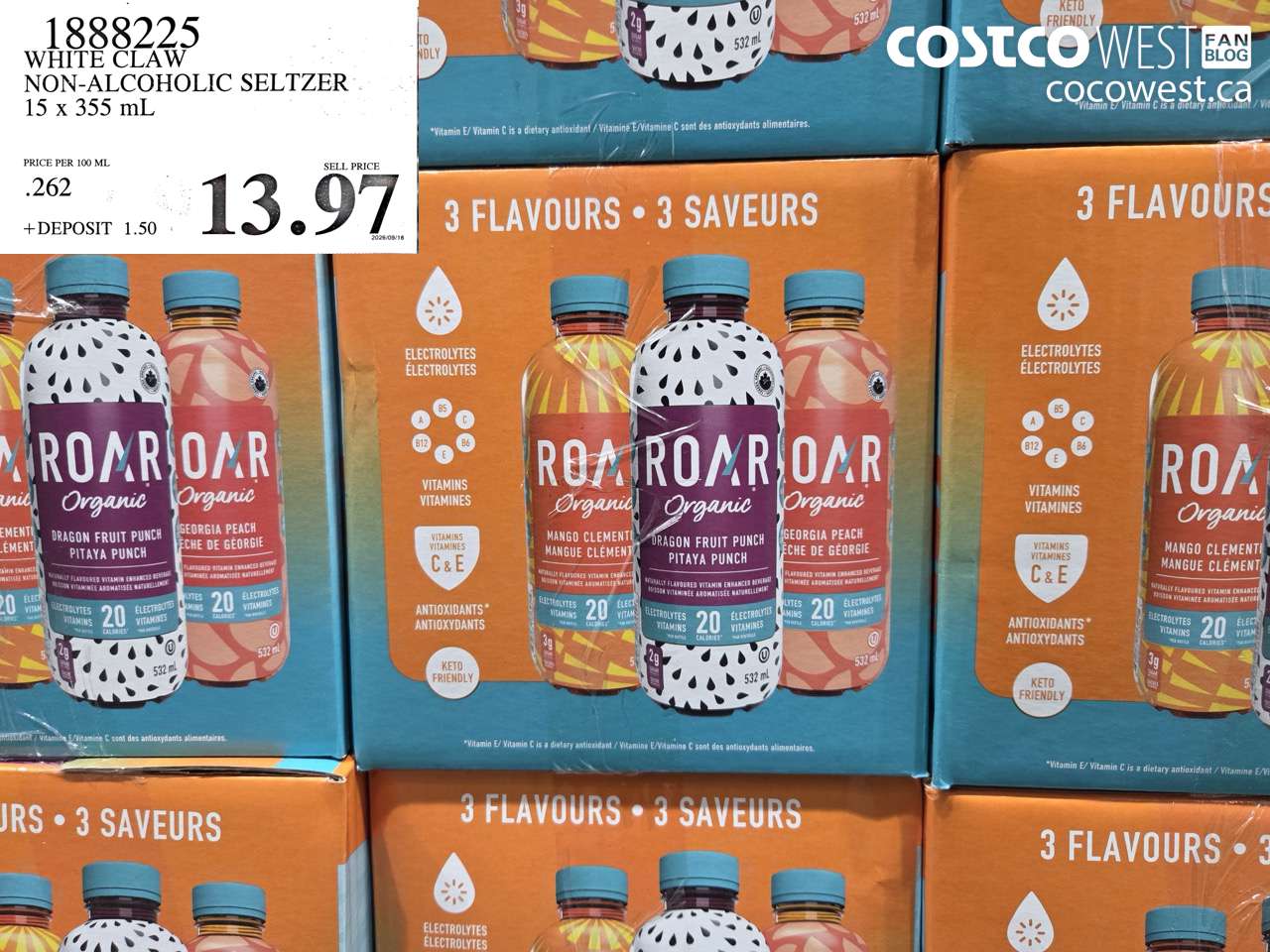 1888225 WHITE CLAW NON-ALCOHOLIC SELTZER 15 X 355 ML $13.97
