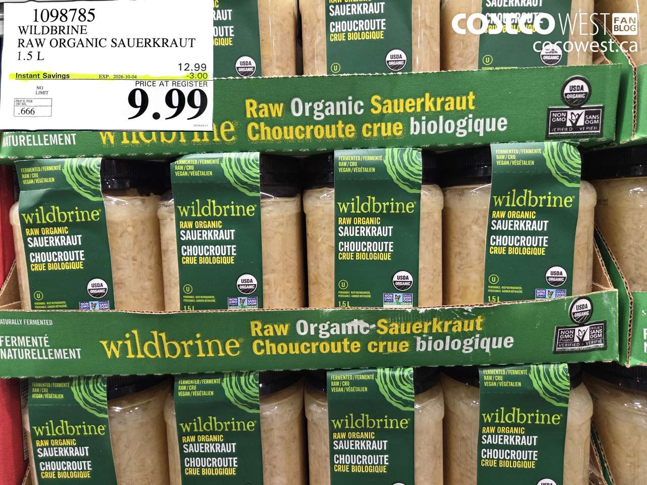 1098785 WILDBRINE RAW ORGANIC SAUERKRAUT 1.5 L ($3.00 INSTANT SAVINGS EXPIRES ON 2026-10-04) $9.99