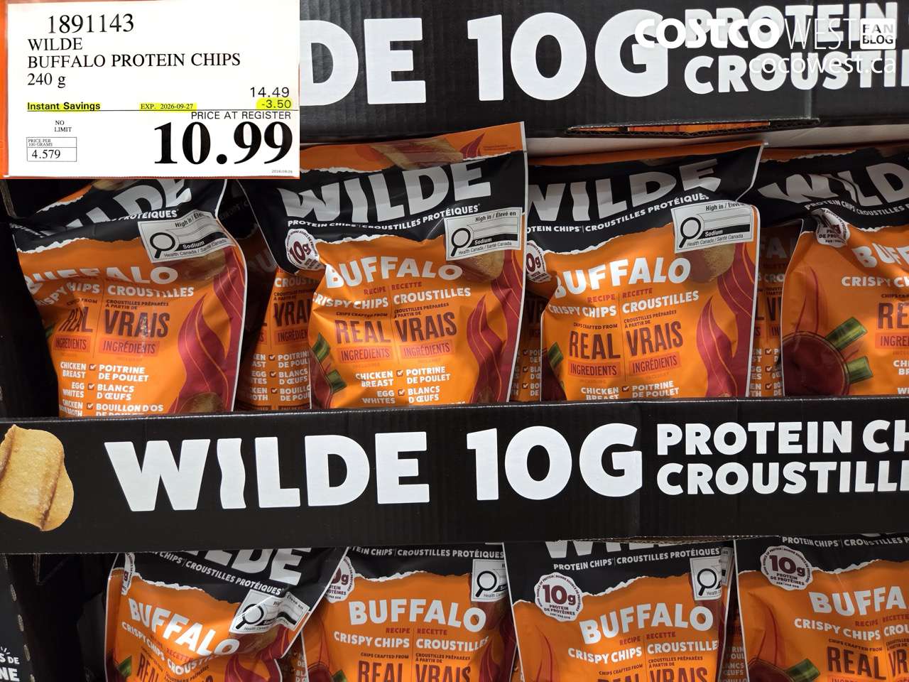 1891143 WILDE BUFFALO PROTEIN CHIPS 240 G ($3.50 INSTANT SAVINGS EXPIRES ON 2026-09-27) $10.99