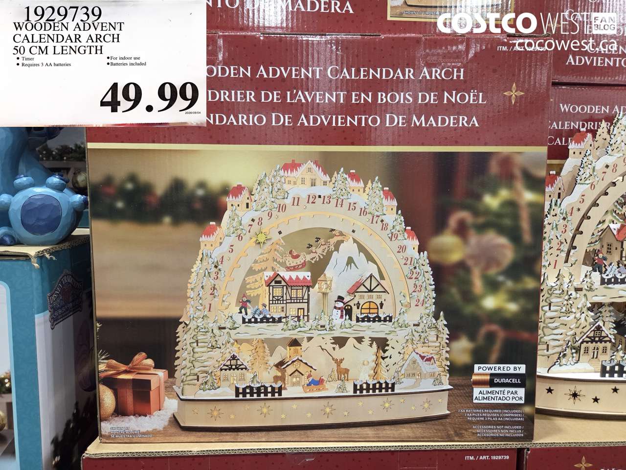 1929739 WOODEN ADVENT CALENDAR ARCH 50 CM LENGTH $49.99