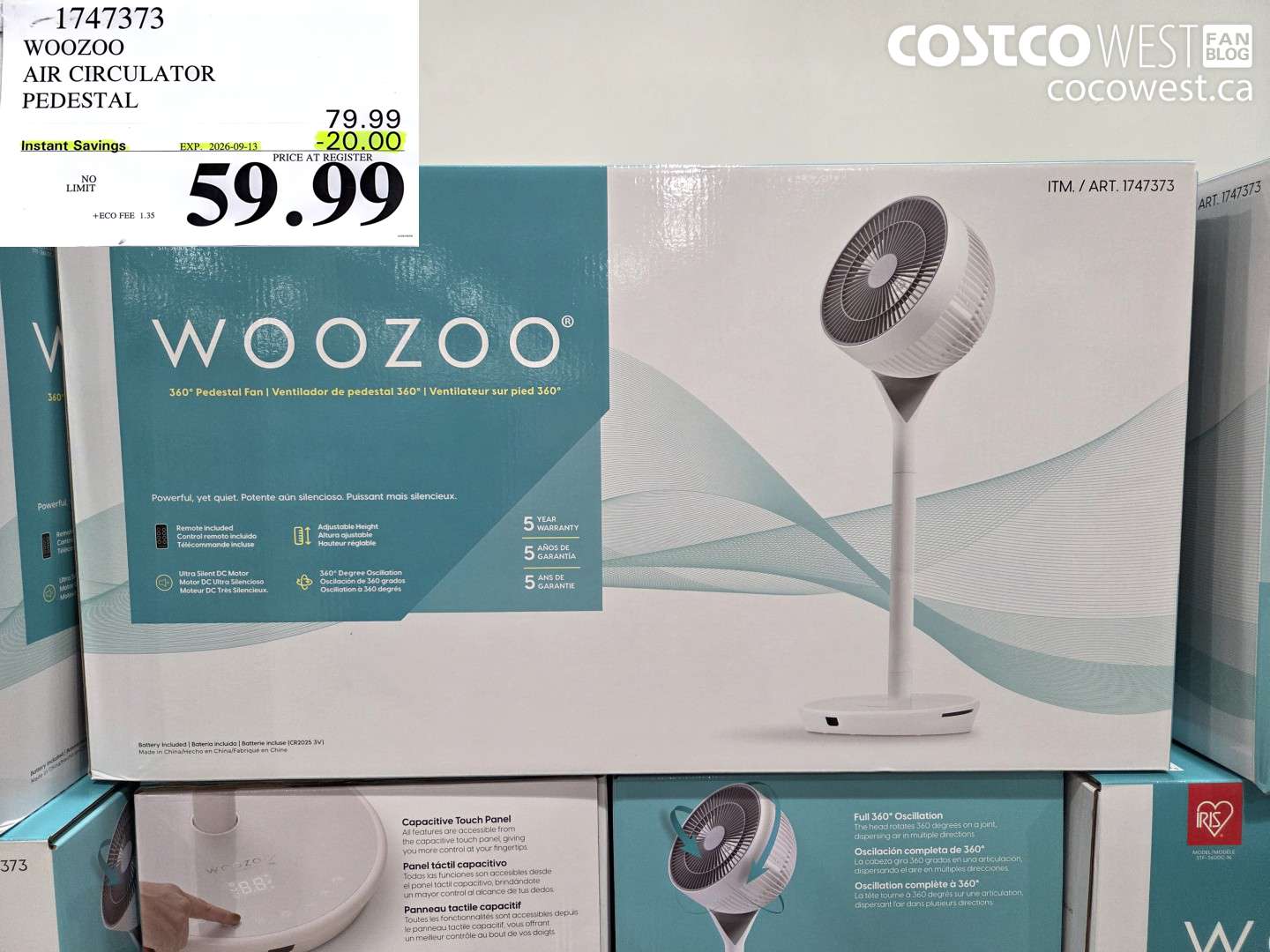 1747373 WOOZOO AIR CIRCULATOR PEDESTAL ($20.00 INSTANT SAVINGS EXPIRES ON 2026-09-13) $59.99