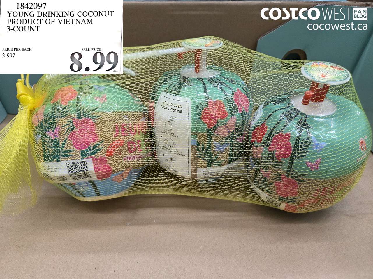 1842097 YOUNG DRINKING COCONUT PRODUCT OF VIETNAM 3-COUNT $8.99