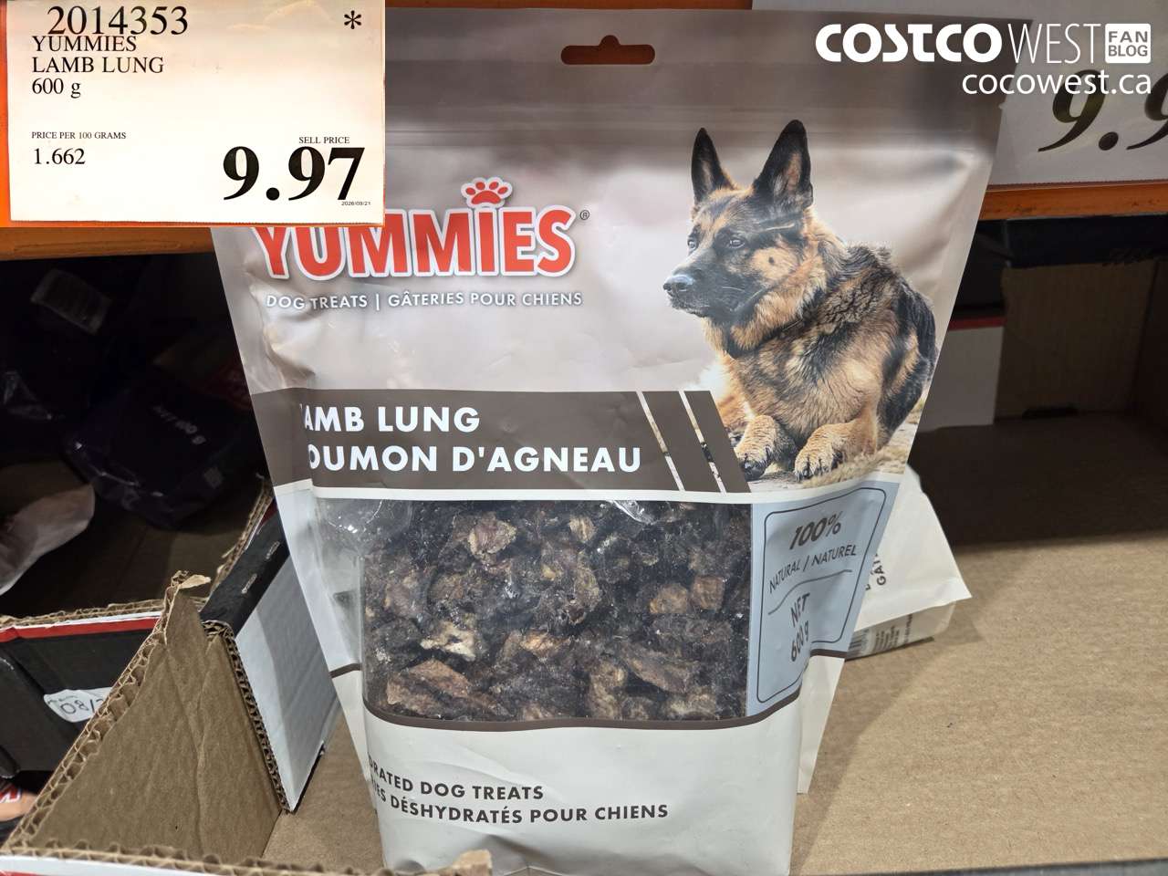 2014353 YUMMIES LAMB LUNG 600 G $9.97