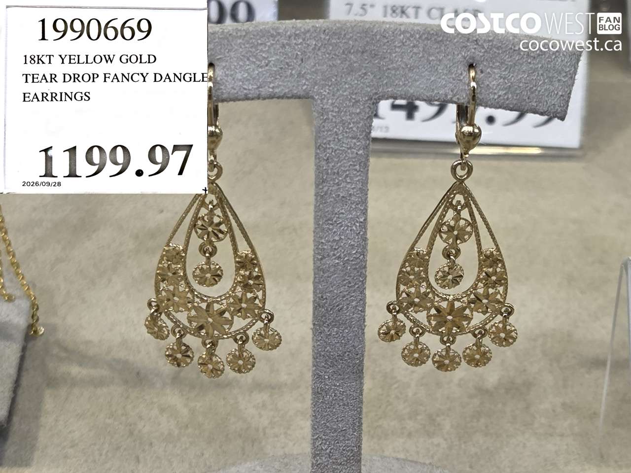1990669 18KT YELLOW GOLD TEAR DROP FANCY DANGLE EARRINGS $1199.97