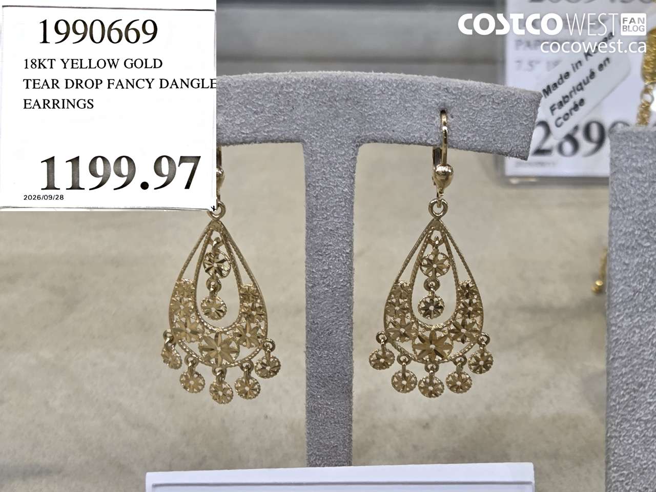 1990669 18KT YELLOW GOLD TEAR DROP FANCY DANGLE EARRINGS $1199.97