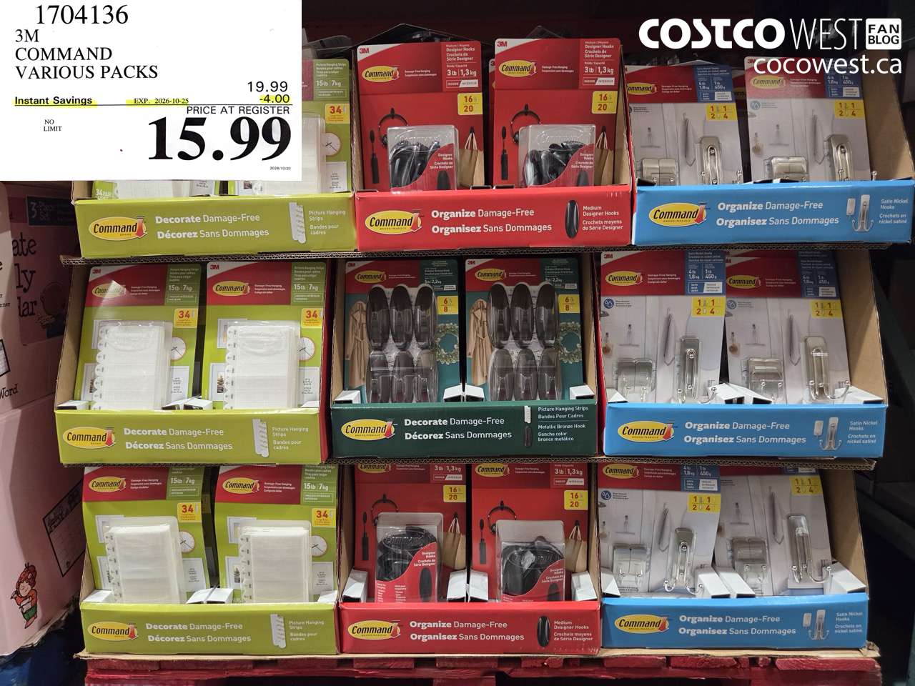1704136 3M COMMAND VARIOUS PACKS ($4.00 INSTANT SAVINGS EXPIRES ON 2026-10-25) $15.99