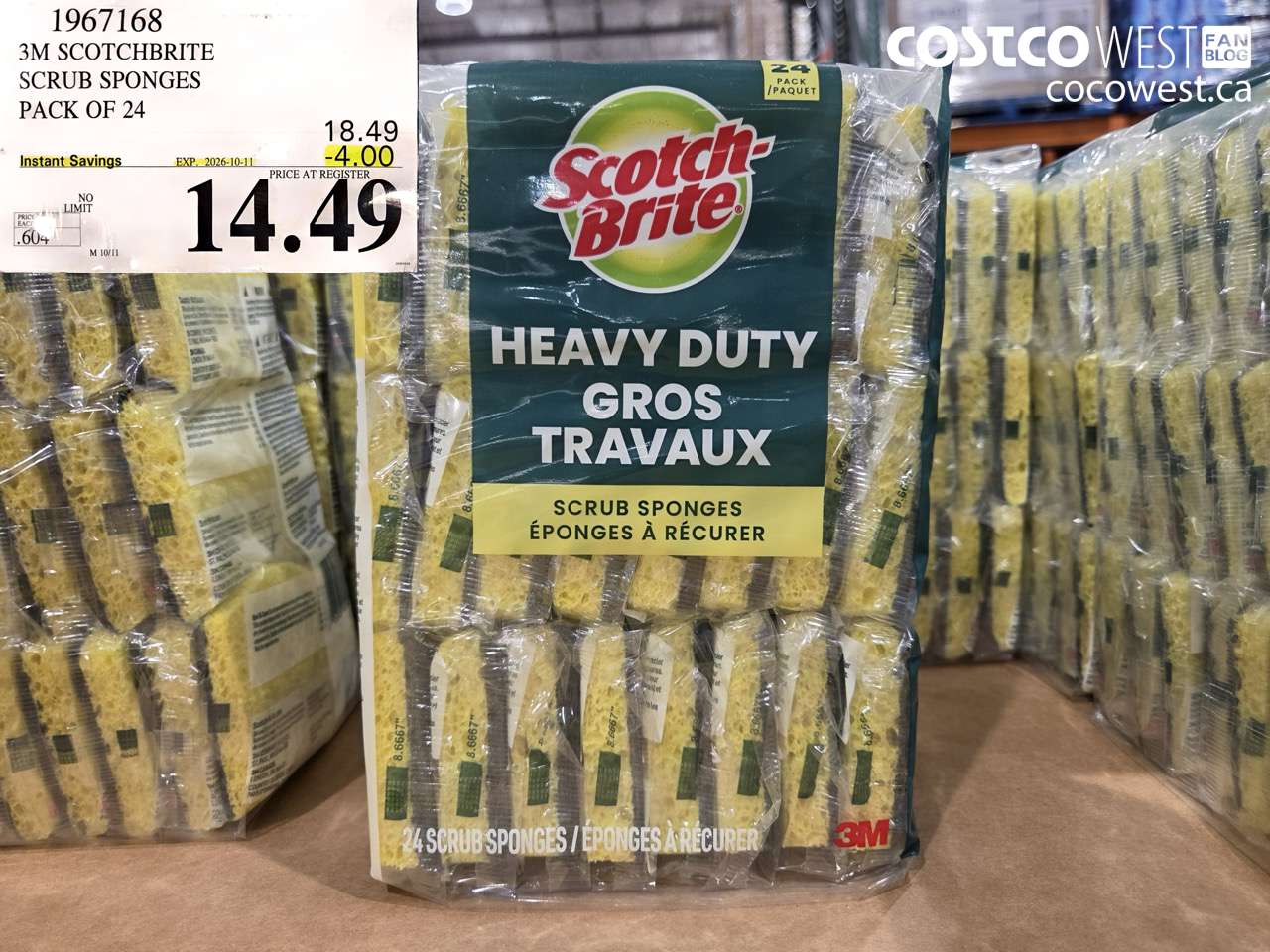 1967168 3M SCOTCHBRITE SCRUB SPONGES PACK OF 24 ($4.00 INSTANT SAVINGS EXPIRES ON 2026-10-11) $14.49