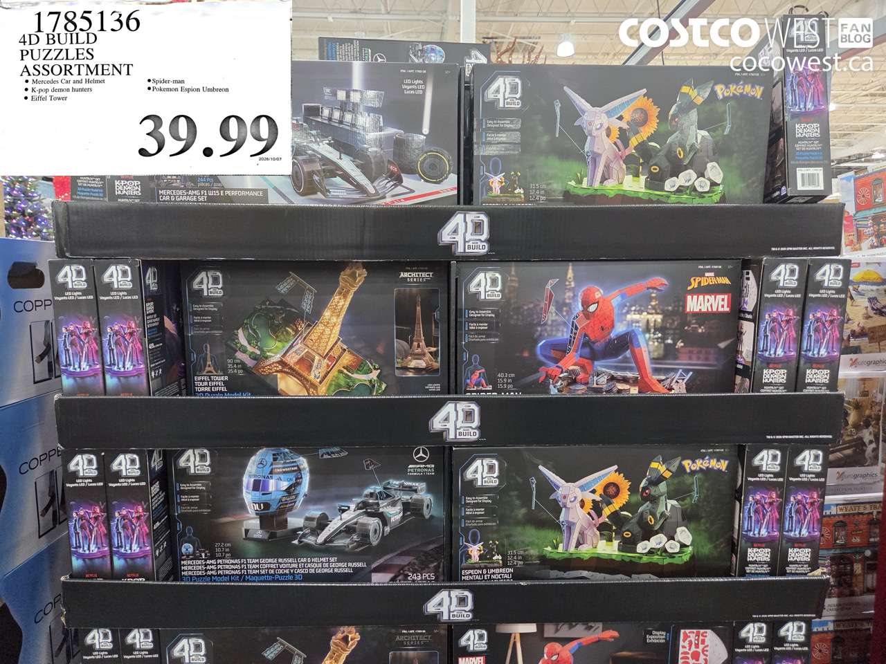 1785136 4D BUILD PUZZLES ASSORTMENT $39.99