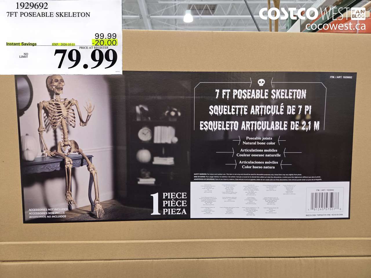 1929692 7FT POSEABLE SKELETON ($20.00 INSTANT SAVINGS EXPIRES ON 2026-10-11) $79.99