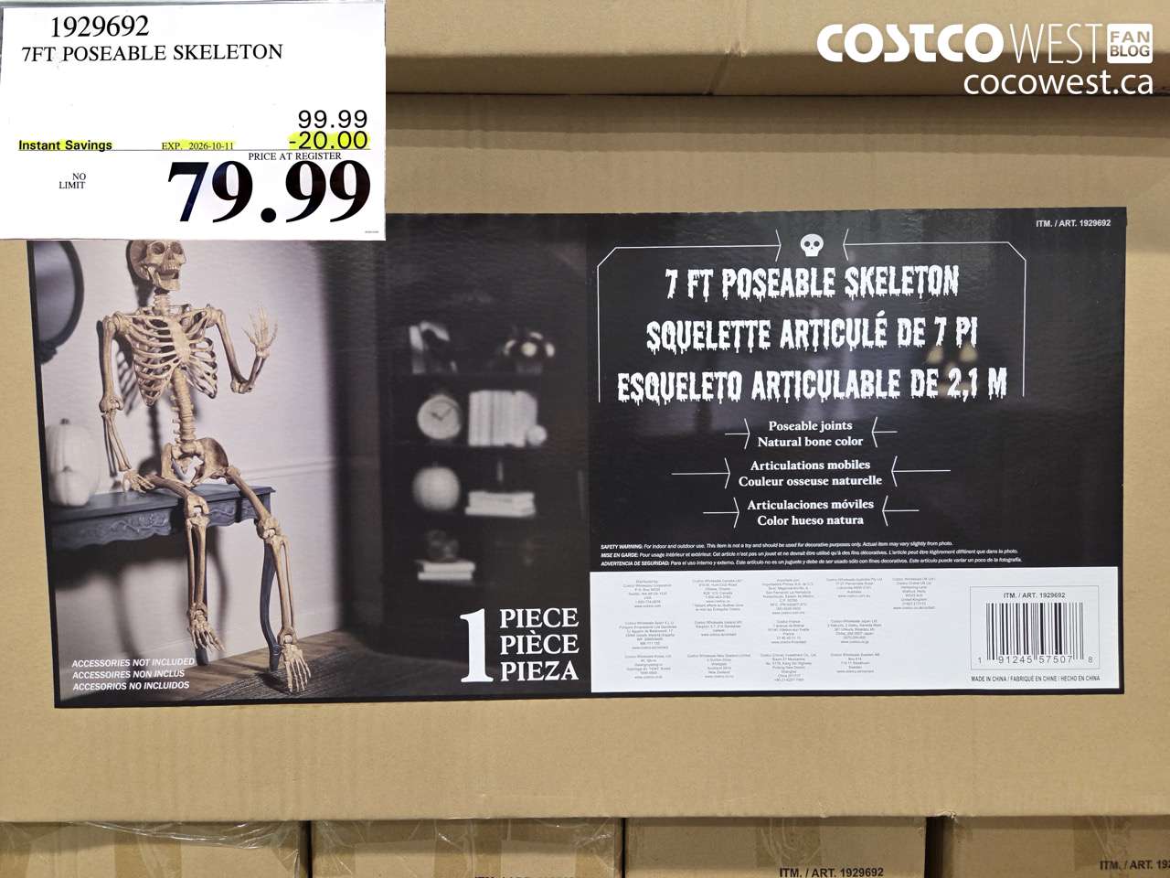 1929692 7FT POSEABLE SKELETON ($20.00 INSTANT SAVINGS EXPIRES ON 2026-10-11) $79.99