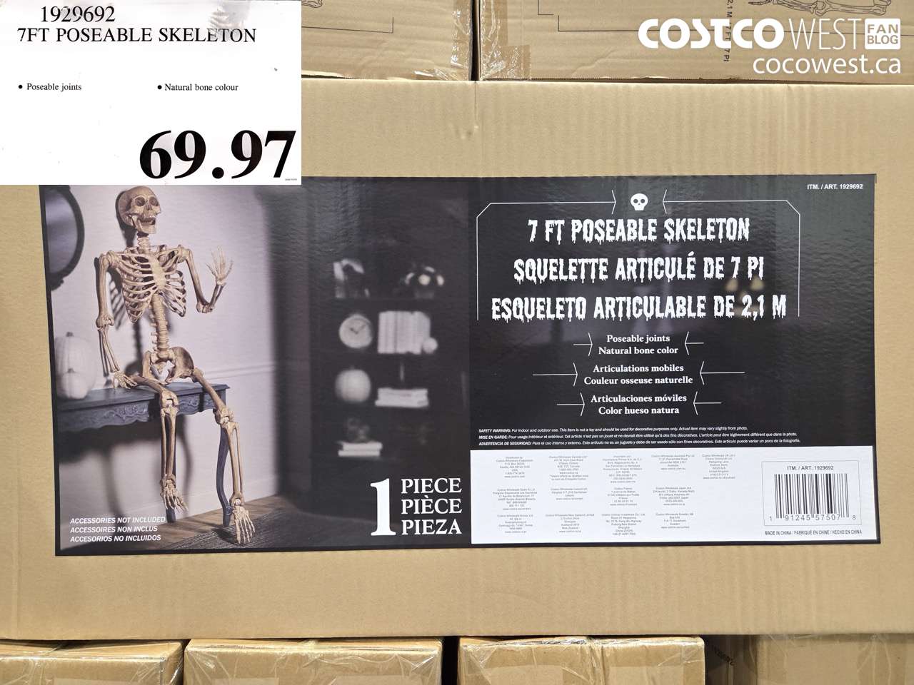 1929692 7FT POSEABLE SKELETON $69.97