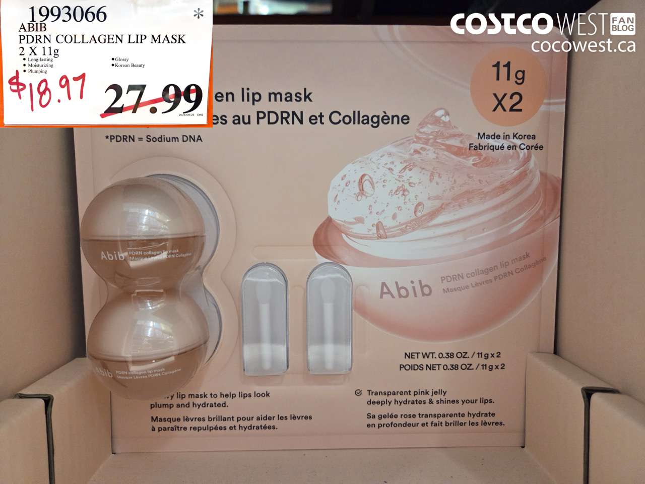 1993066 ABIB PDRN COLLAGEN LIP MASK 2 X 11G $18.97