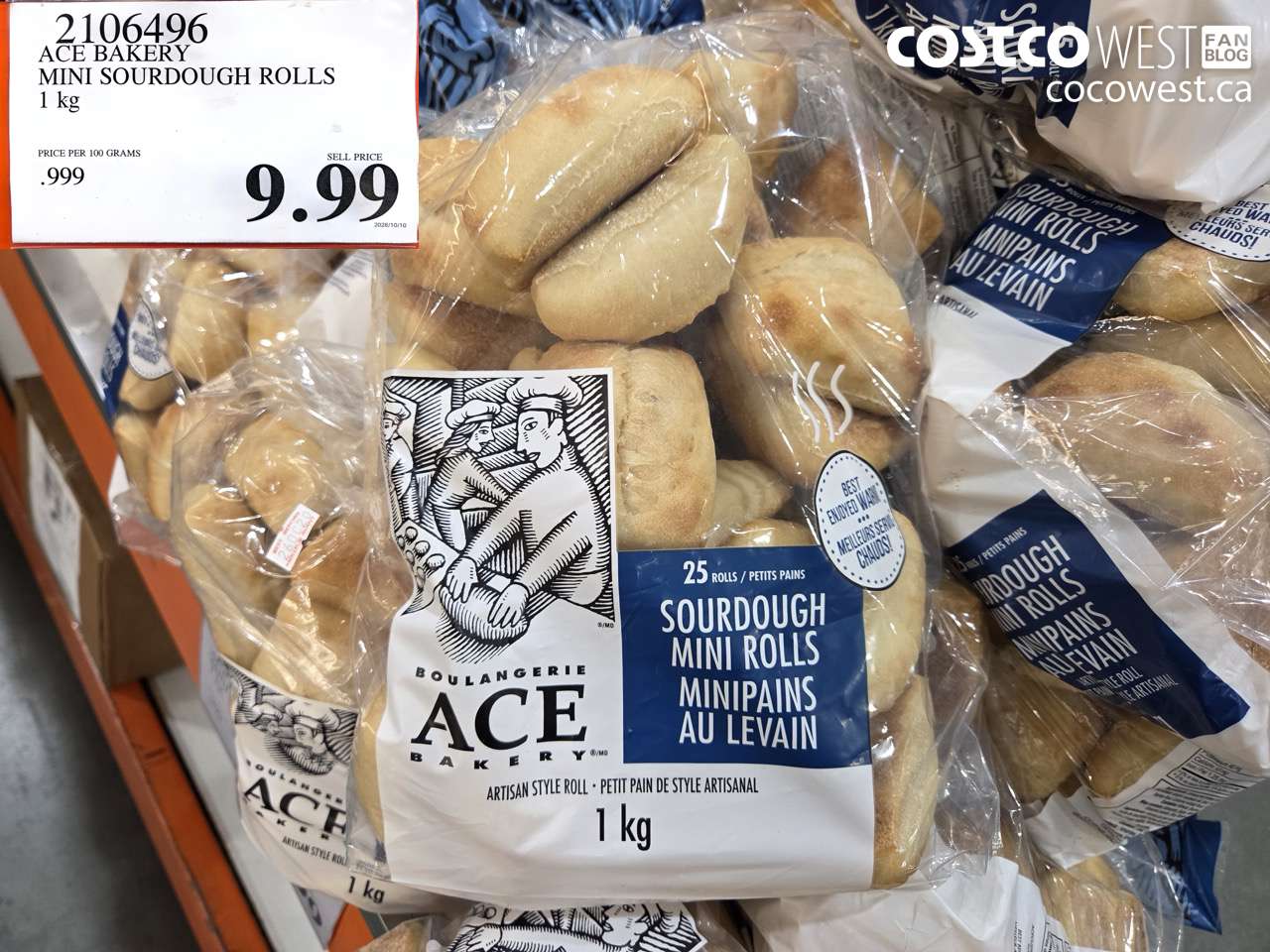 2106496 ACE BAKERY MINI SOURDOUGH ROLLS 1 KG $9.99