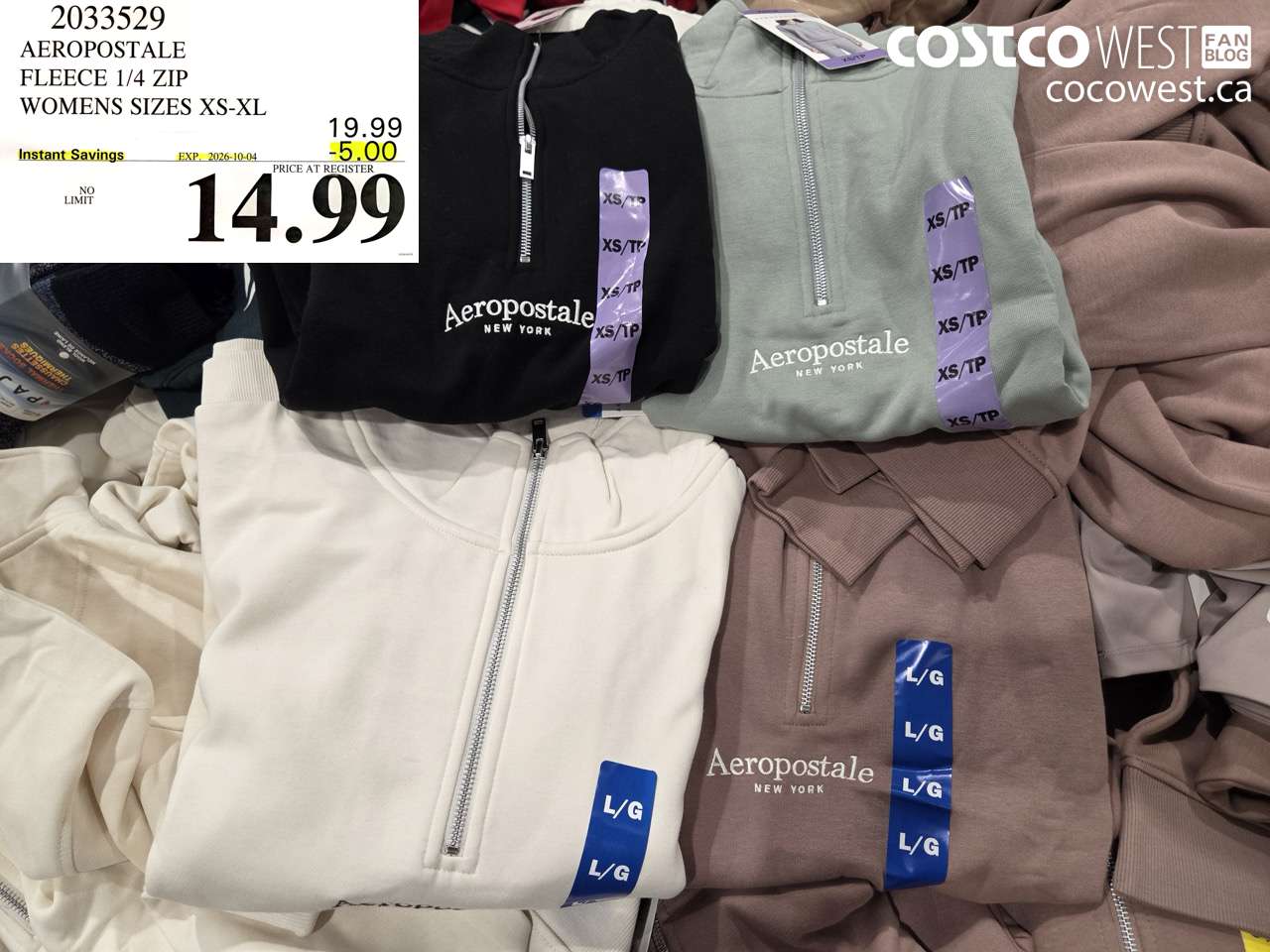 2033529 AEROPOSTALE FLEECE 1/4 ZIP WOMENS SIZES XS-XL ($5.00 INSTANT SAVINGS EXPIRES ON 2026-10-04) $14.99
