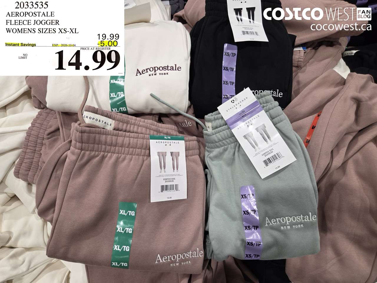 2033535 AEROPOSTALE FLEECE JOGGER WOMENS SIZES XS-XL ($5.00 INSTANT SAVINGS EXPIRES ON 2026-10-04) $14.99