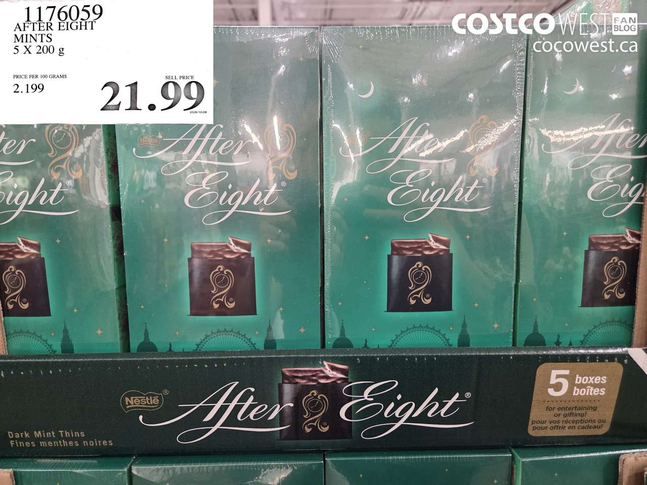 1176059 AFTER EIGHT MINTS 5 X 200 G $21.99
