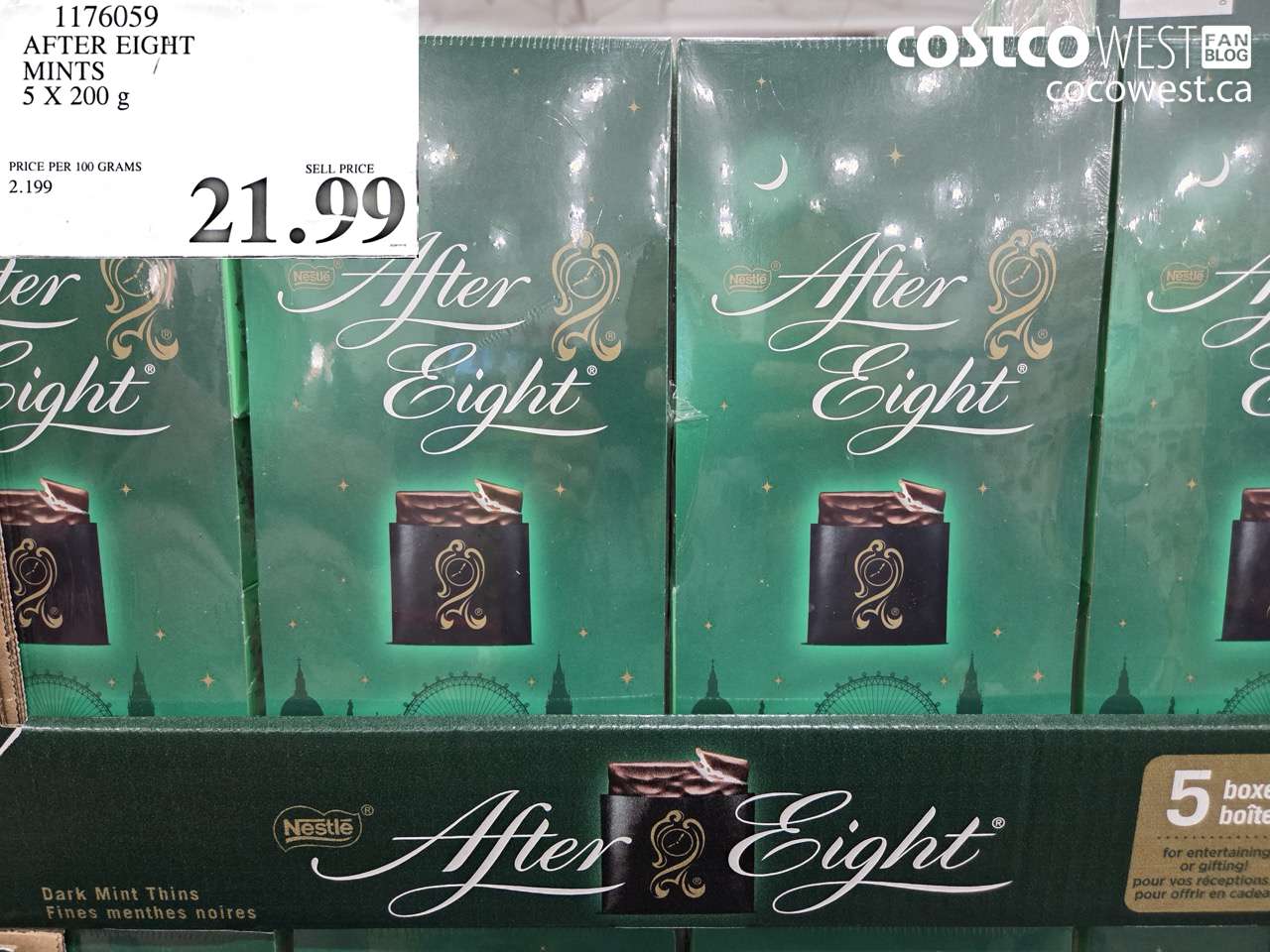 1176059 AFTER EIGHT MINTS 5 X 200 G $21.99