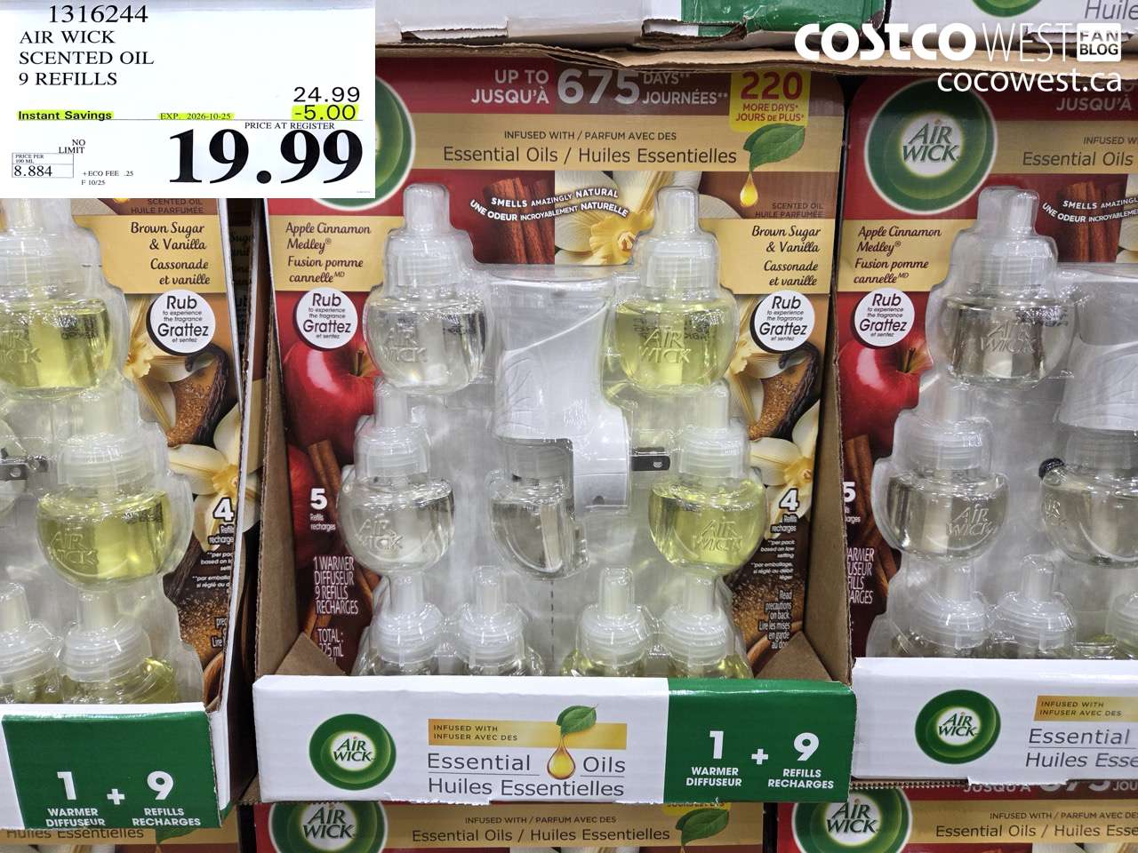 1316244 AIR WICK SCENTED OIL 9 REFILLS ($5.00 INSTANT SAVINGS EXPIRES ON 2026-10-25) $19.99