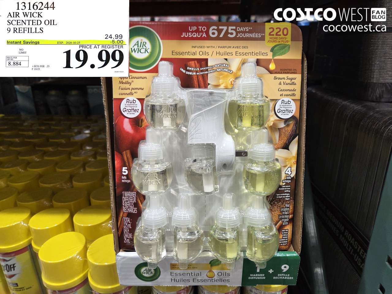 1316244 AIR WICK SCENTED OIL 9 REFILLS ($5.00 INSTANT SAVINGS EXPIRES ON 2026-10-25) $19.99