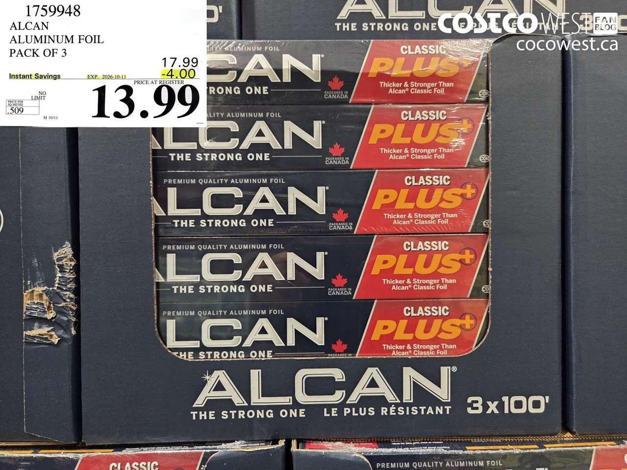 1759948 ALCAN ALUMINUM FOIL PACK OF 3 ($4.00 INSTANT SAVINGS EXPIRES ON 2026-10-11) $13.99