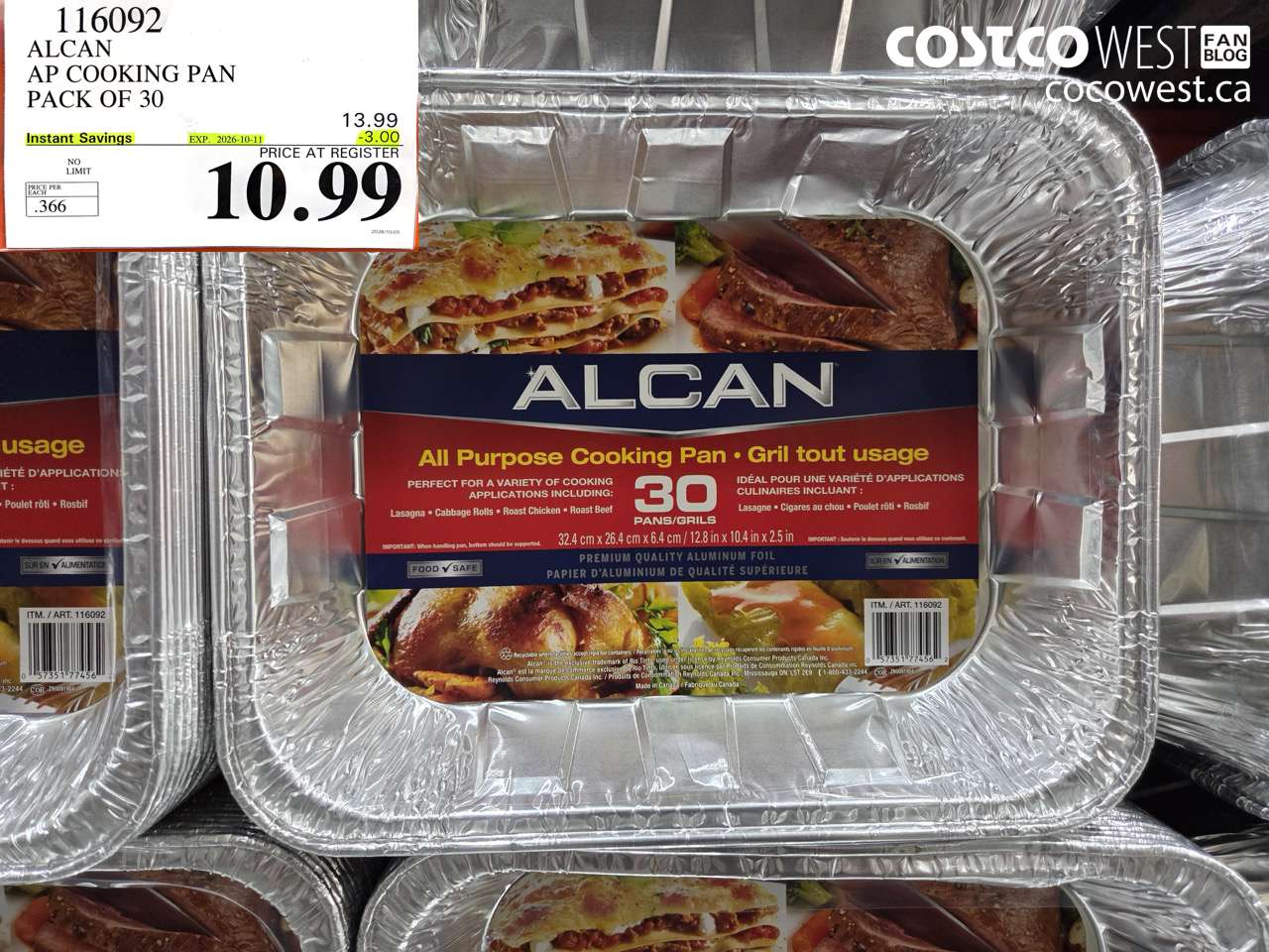 116092 ALCAN AP COOKING PAN PACK OF 30 ($3.00 INSTANT SAVINGS EXPIRES ON 2026-10-11) $10.99
