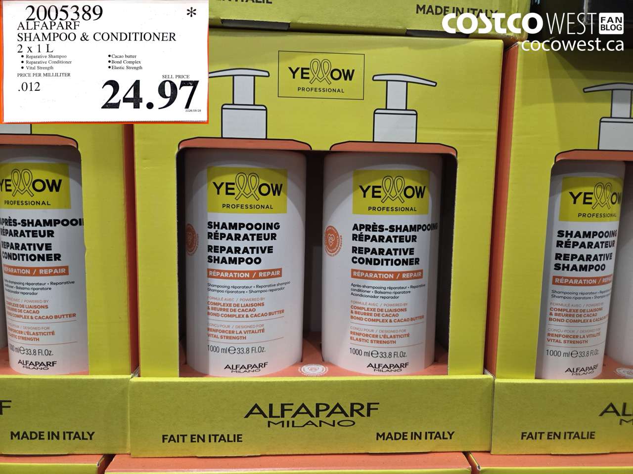 2005389 ALFAPARF SHAMPOO & CONDITIONER 2 X 1 L $24.97
