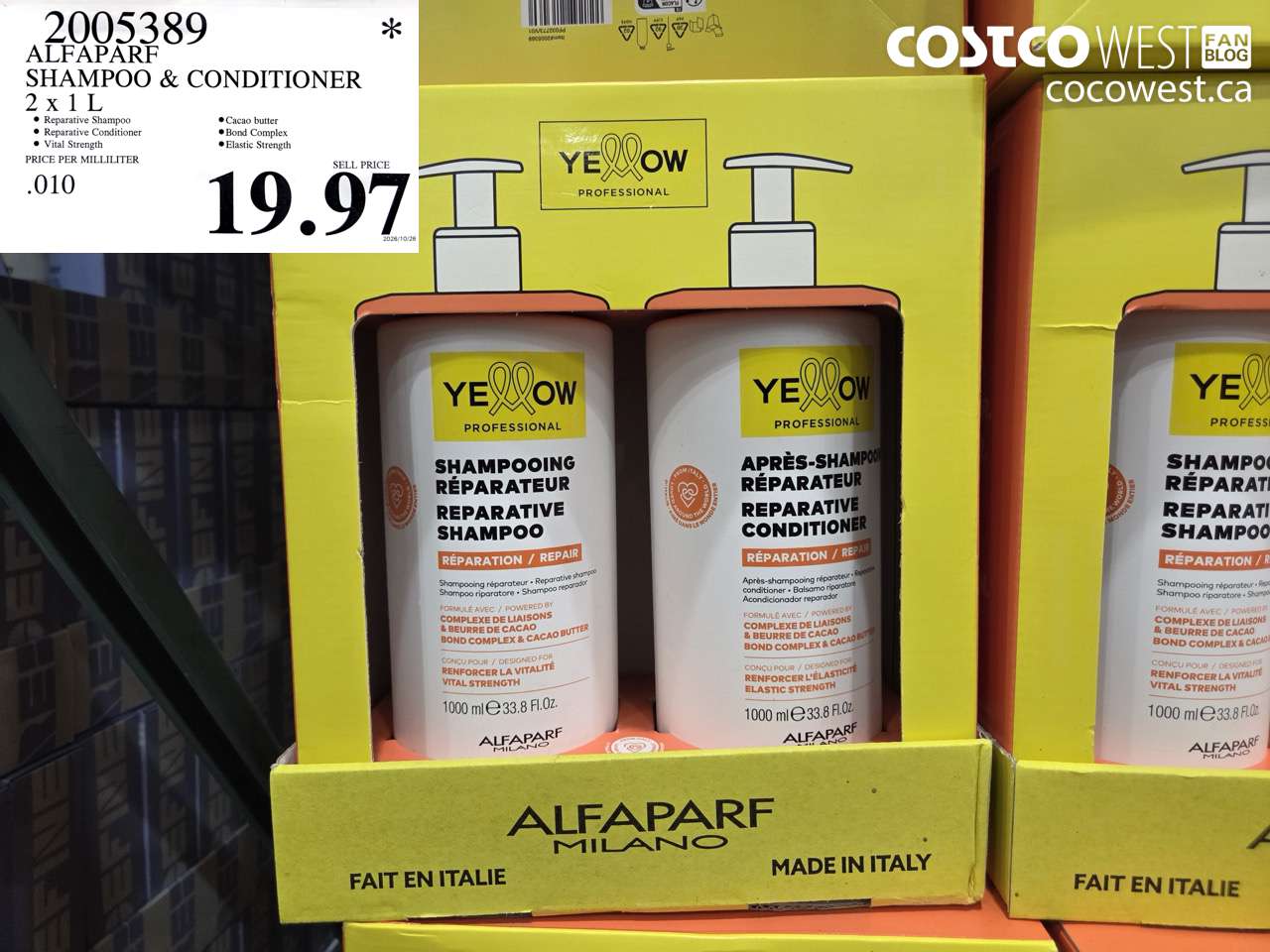 2005389 ALFAPARF SHAMPOO & CONDITIONER 2 X 1 L $19.97