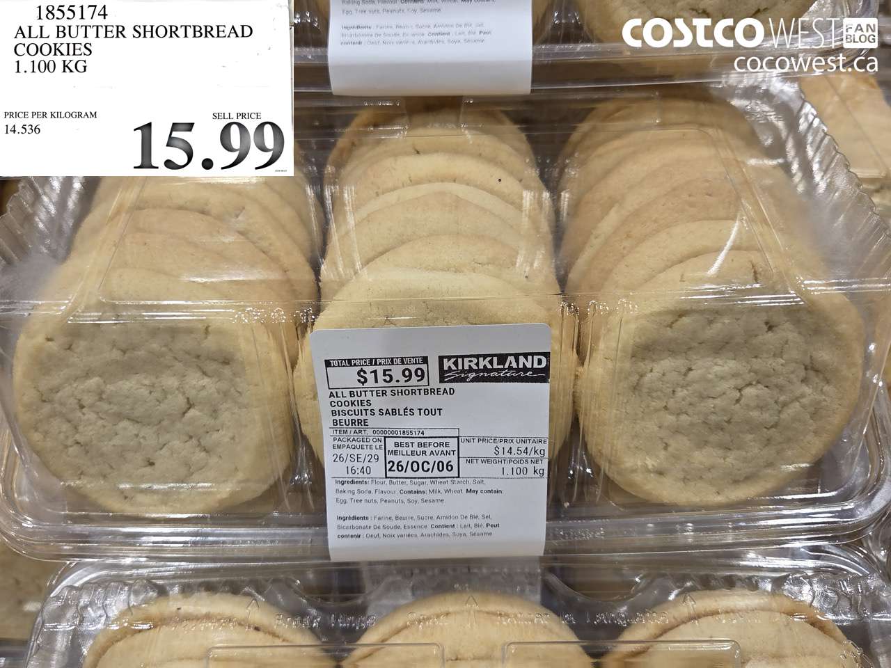 1855174 ALL BUTTER SHORTBREAD COOKIES 1.100 KG $15.99