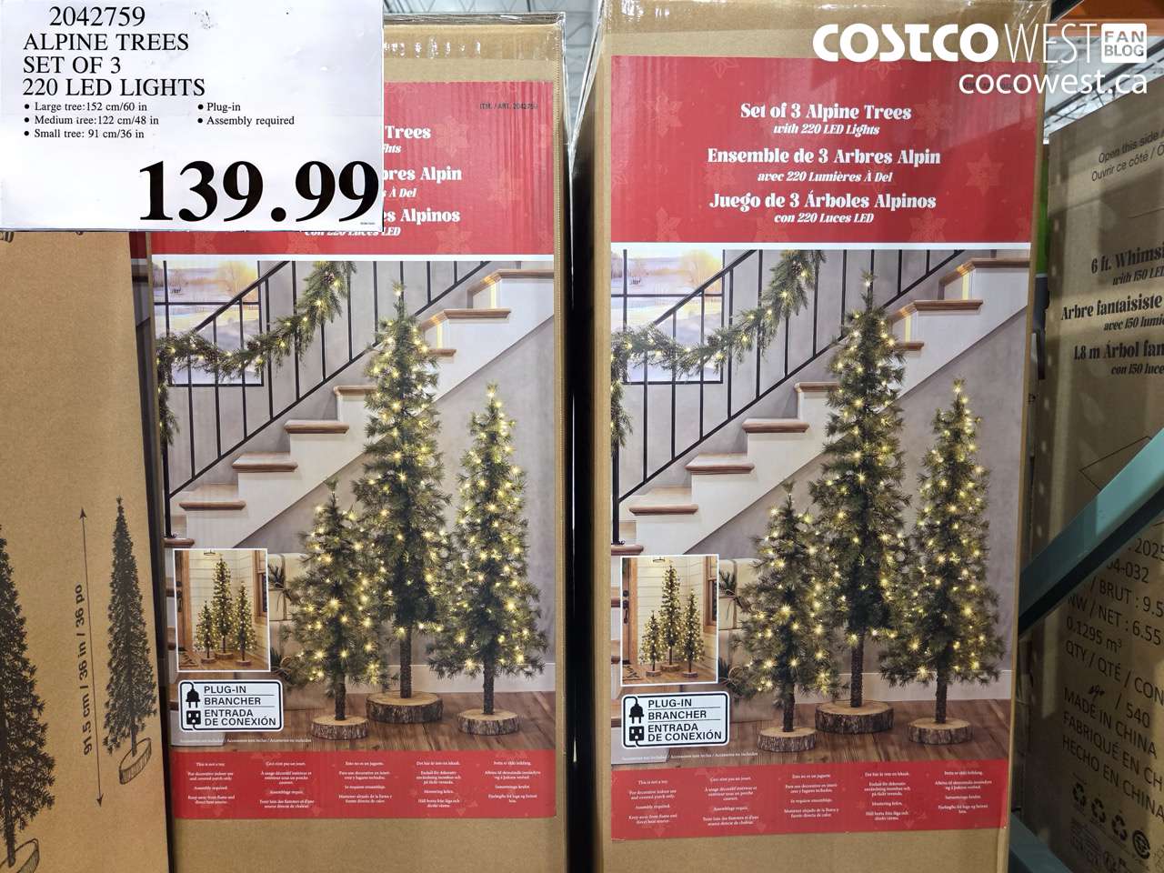 2042759 ALPINE TREES SET OF 3 220 LED LIGHTS $139.99