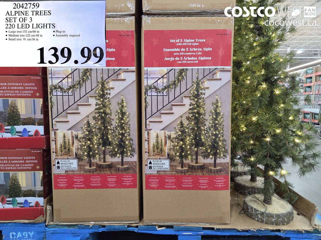 2042759 ALPINE TREES SET OF 3 220 LED LIGHTS $139.99