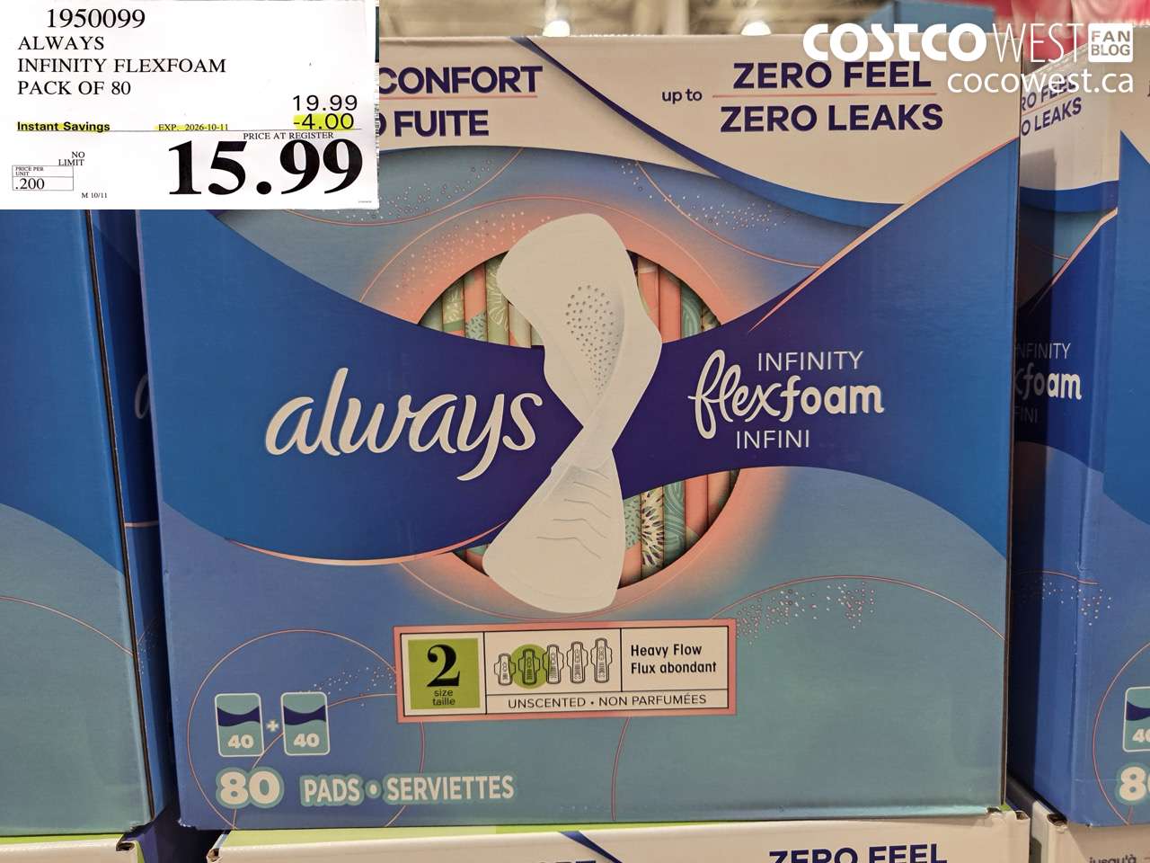 1950099 ALWAYS INFINITY FLEXFOAM PACK OF 80 ($4.00 INSTANT SAVINGS EXPIRES ON 2026-10-11) $15.99