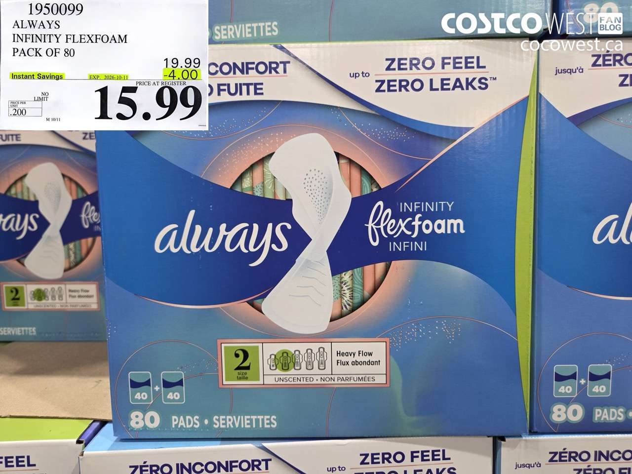 1950099 ALWAYS INFINITY FLEXFOAM PACK OF 80 ($4.00 INSTANT SAVINGS EXPIRES ON 2026-10-11) $15.99