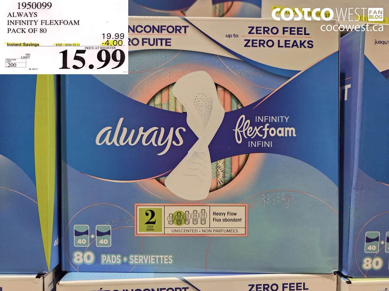 1950099 ALWAYS INFINITY FLEXFOAM PACK OF 80 ($4.00 INSTANT SAVINGS EXPIRES ON 2026-10-11) $15.99