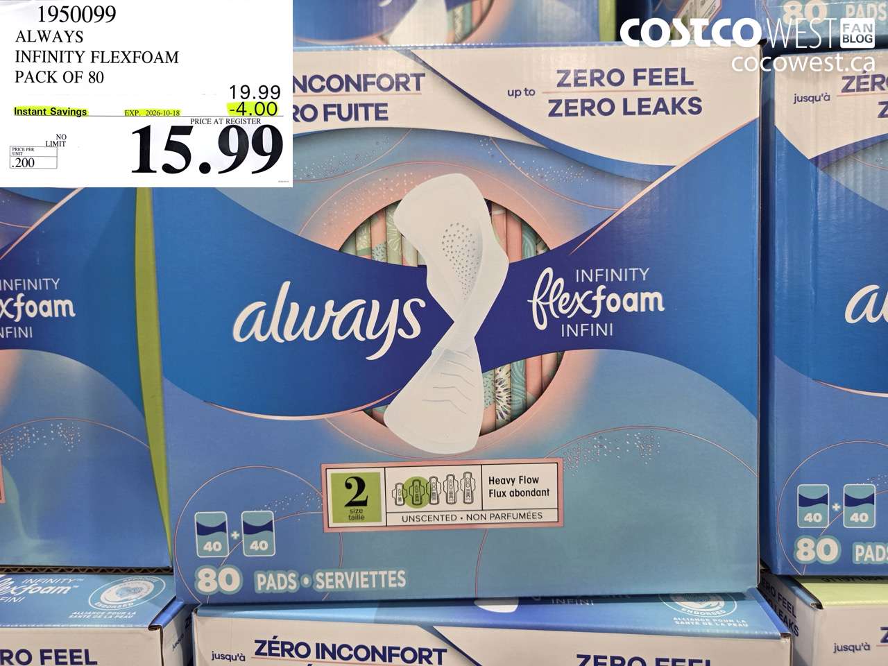1950099 ALWAYS INFINITY FLEXFOAM PACK OF 80 ($4.00 INSTANT SAVINGS EXPIRES ON 2026-10-18) $15.99