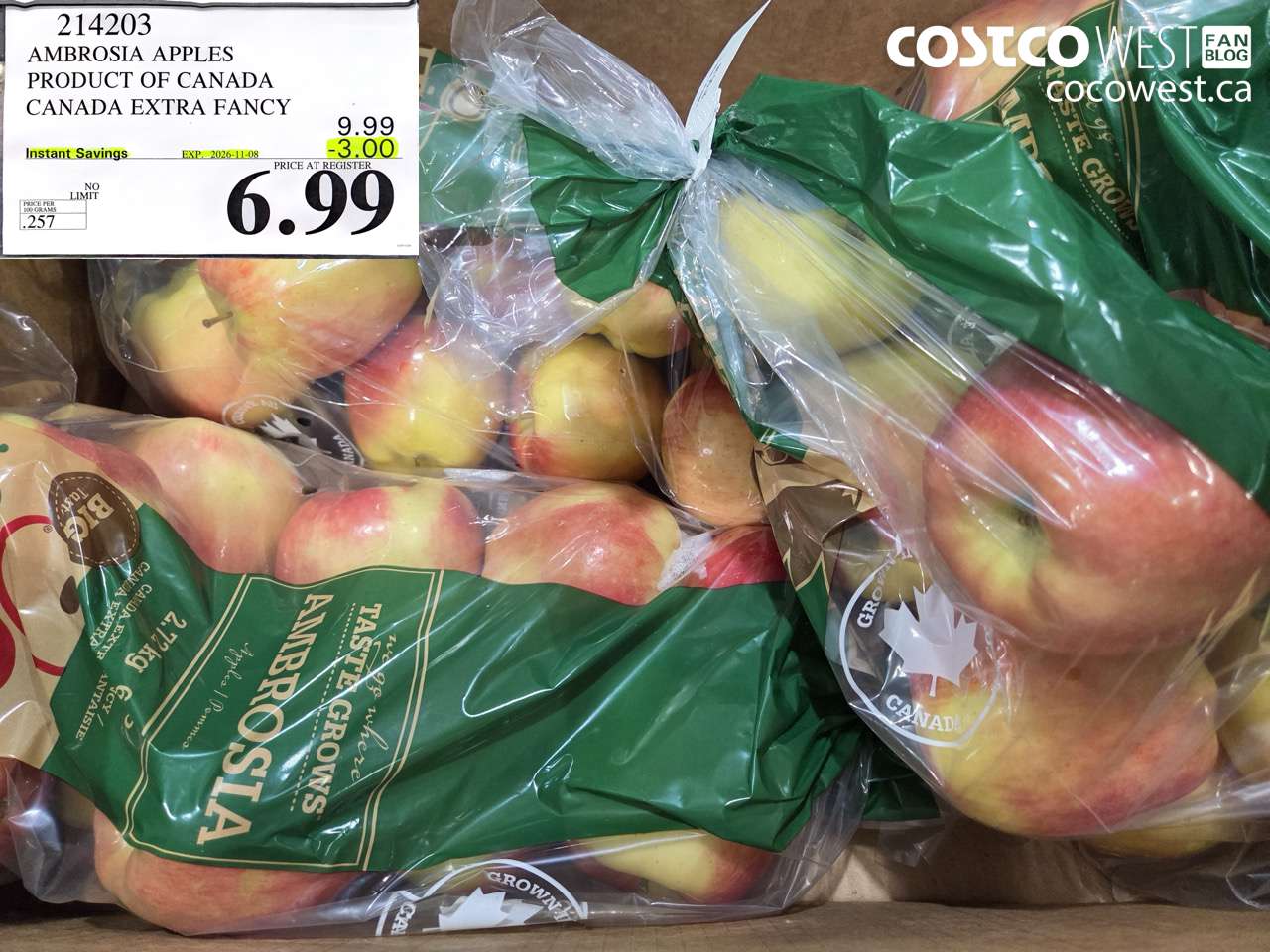214203 AMBROSIA APPLES PRODUCT OF CANADA CANADA EXTRA FANCY ($3.00 INSTANT SAVINGS EXPIRES ON 2026-11-08) $6.99