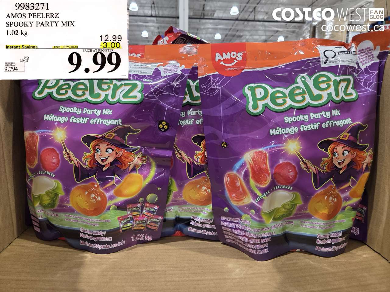 9983271 AMOS PEELERZ SPOOKY PARTY MIX 1.02 KG ($3.00 INSTANT SAVINGS EXPIRES ON 2026-10-18) $9.99