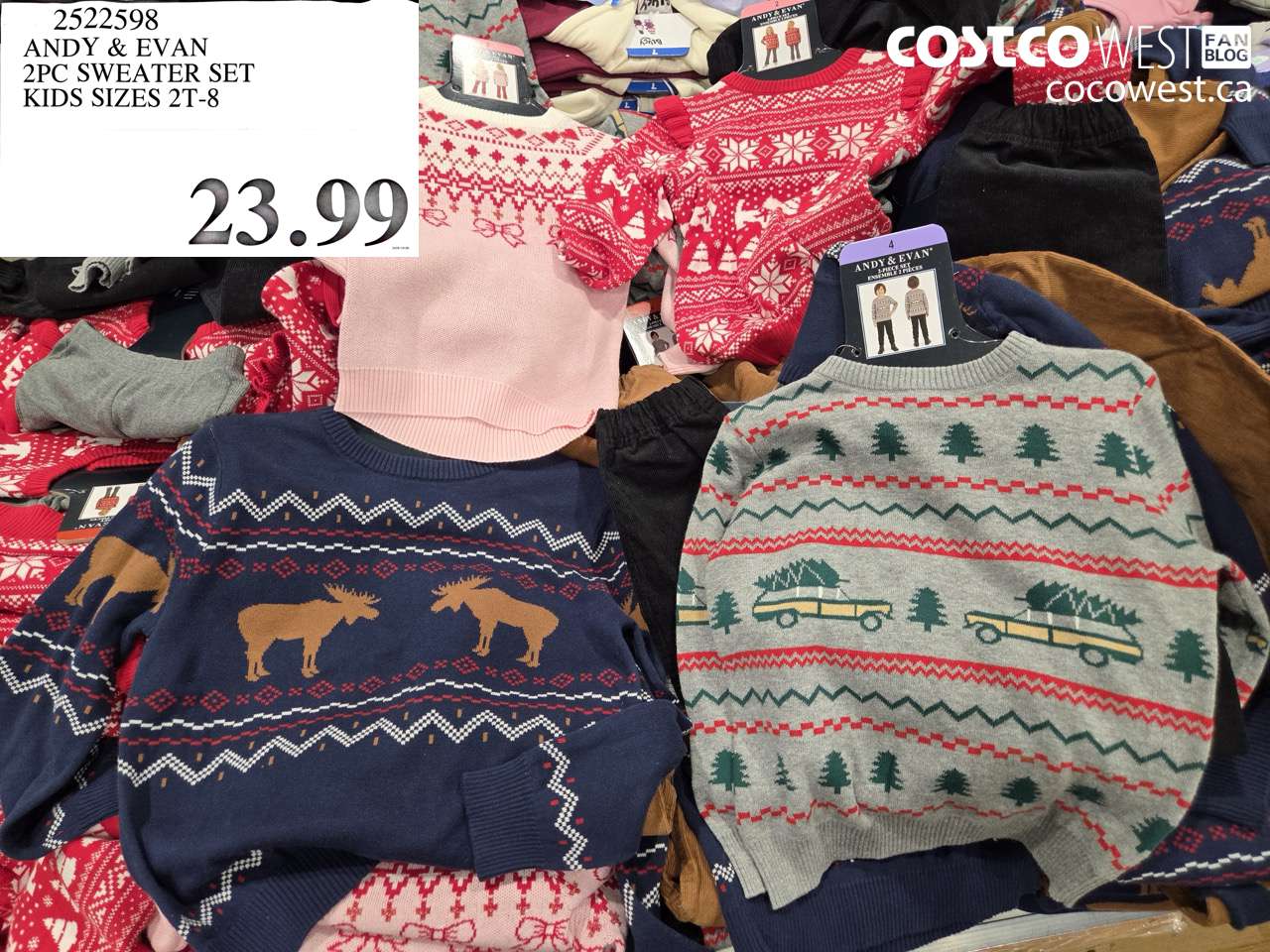 2522598 ANDY & EVAN 2PC SWEATER SET KIDS SIZES 2T-8 $23.99