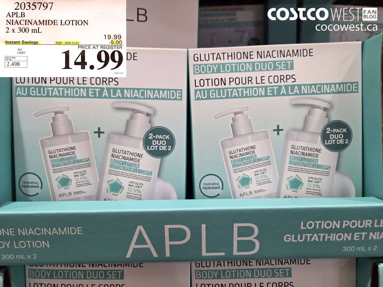 2035797 APLB NIACINAMIDE LOTION 2 X 300 ML ($5.00 INSTANT SAVINGS EXPIRES ON 2026-11-01) $14.99