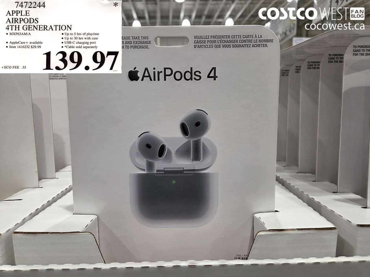 7472244 APPLE AIRPODS 4TH GENERATION $139.97