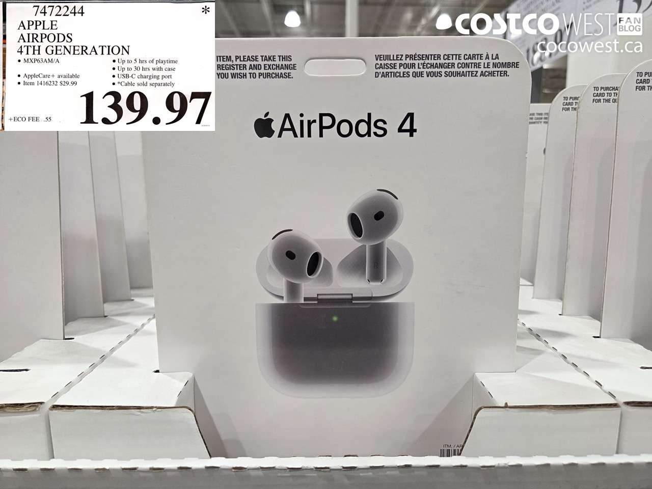 7472244 APPLE AIRPODS 4TH GENERATION $139.97