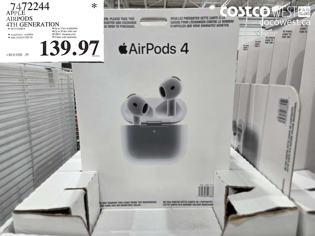 7472244 APPLE AIRPODS 4TH GENERATION $139.97