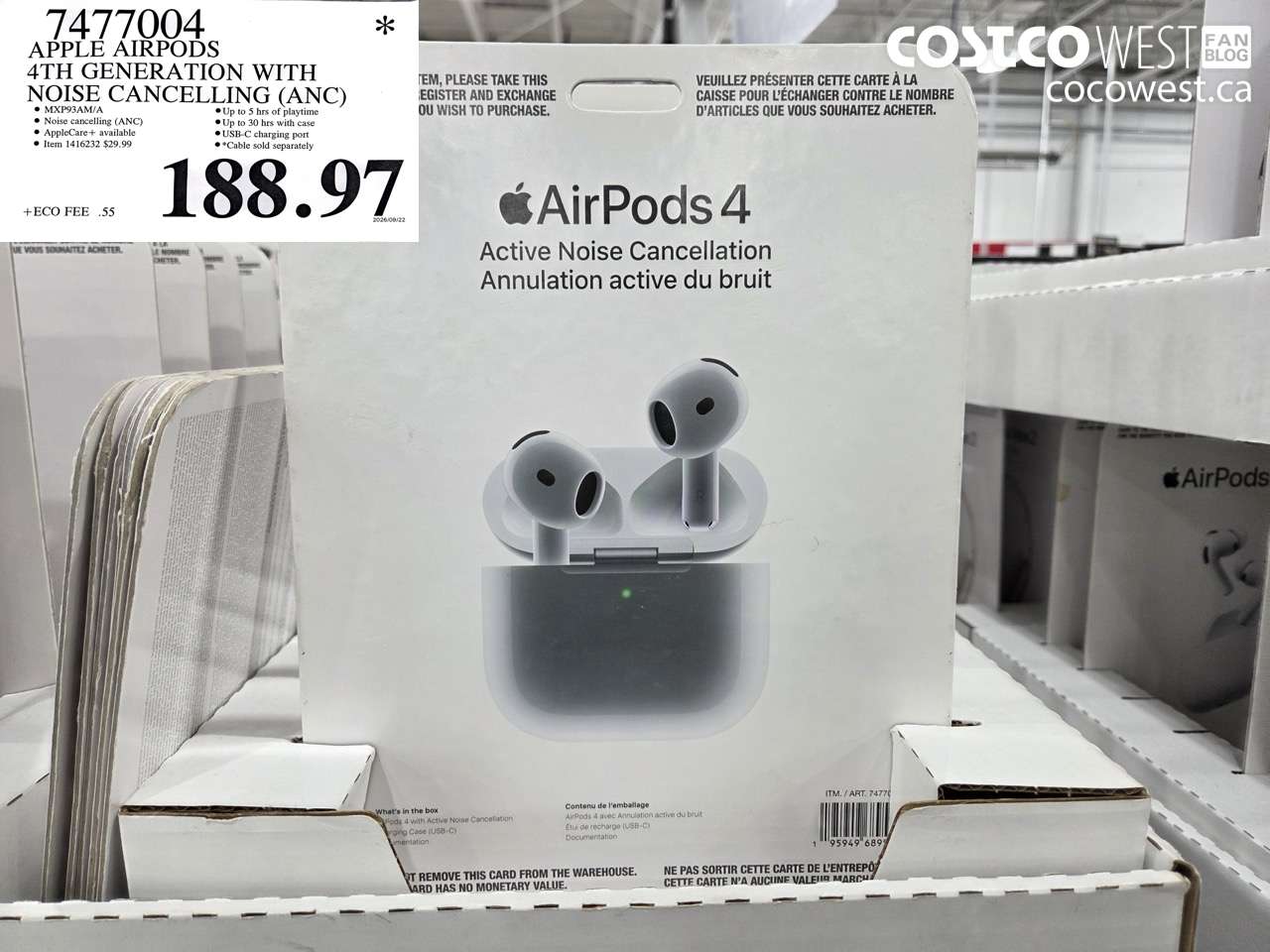 7477004 APPLE AIRPODS 4TH GENERATION WITH NOISE CANCELLING (ANC) $188.97