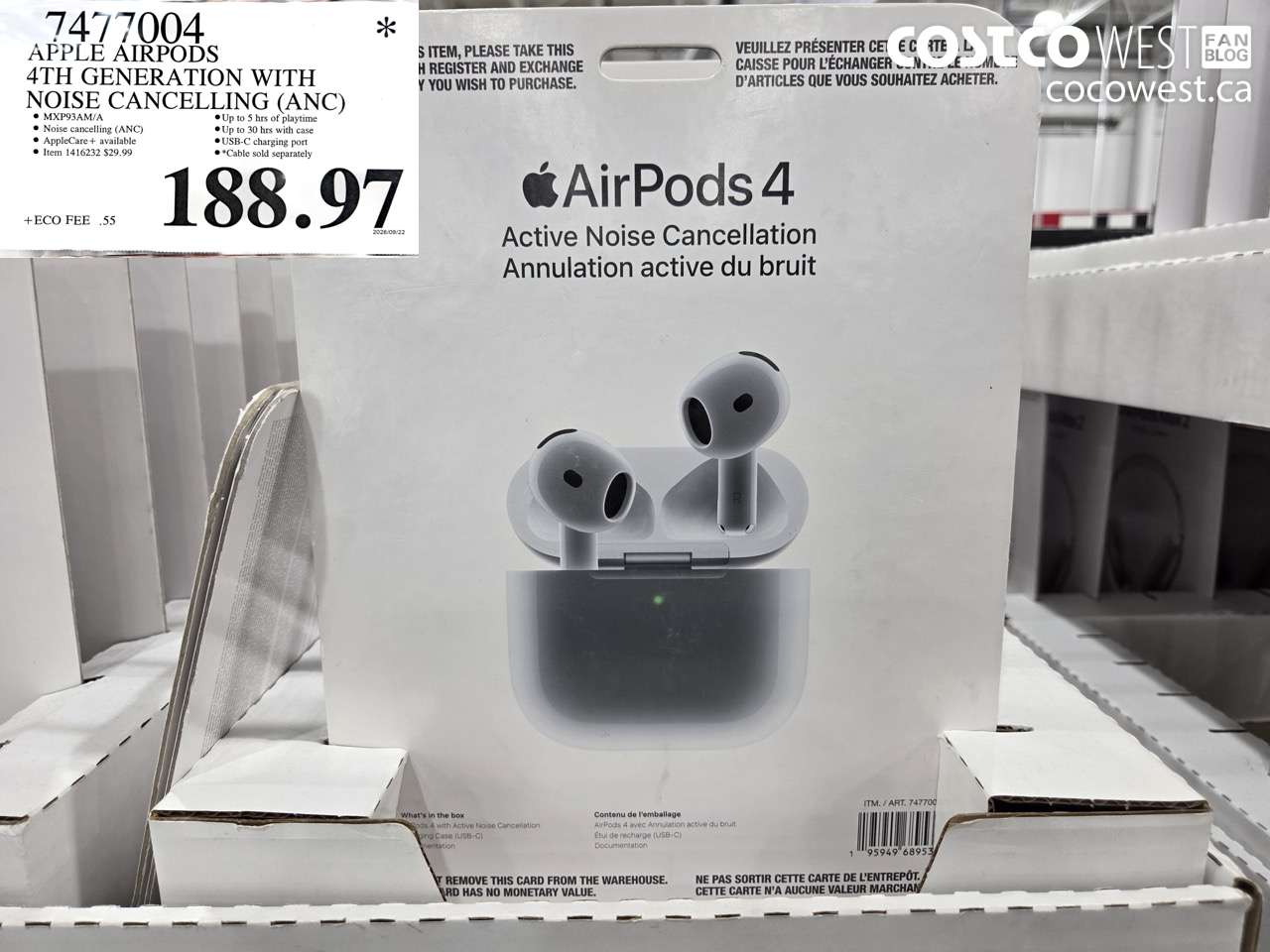 7477004 APPLE AIRPODS 4TH GENERATION WITH NOISE CANCELLING (ANC) $188.97