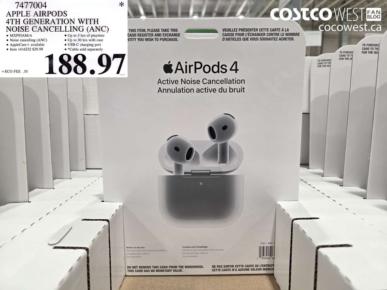 7477004 APPLE AIRPODS 4TH GENERATION WITH NOISE CANCELLING (ANC) $188.97