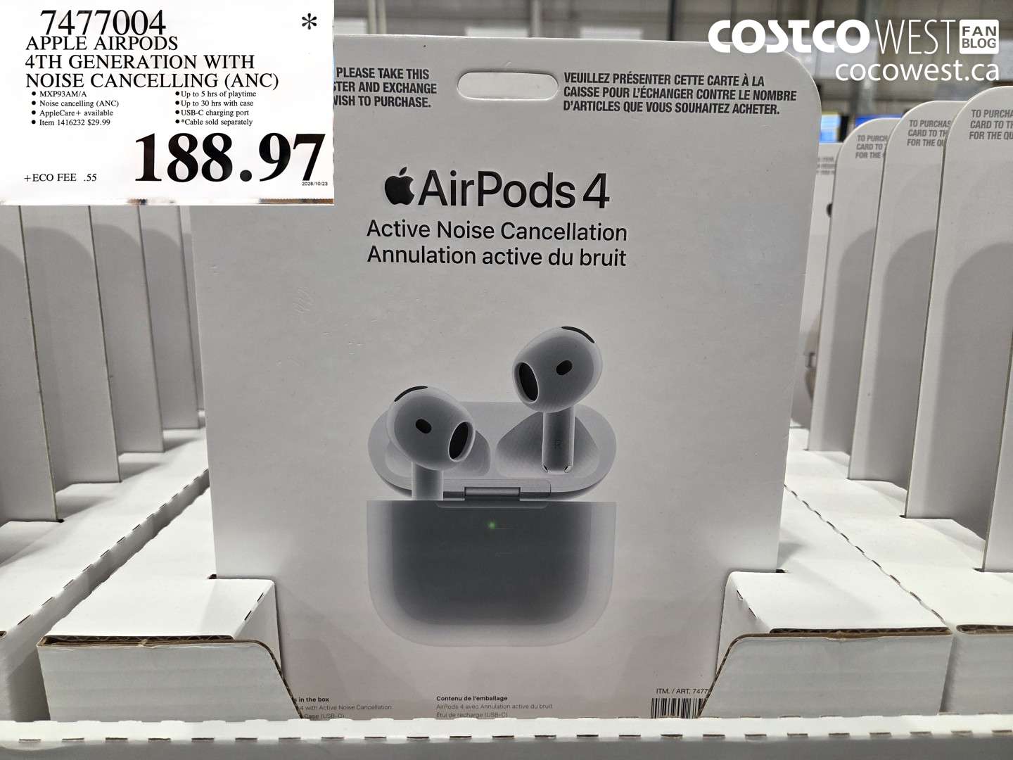 7477004 APPLE AIRPODS 4TH GENERATION WITH NOISE CANCELLING (ANC) $188.97