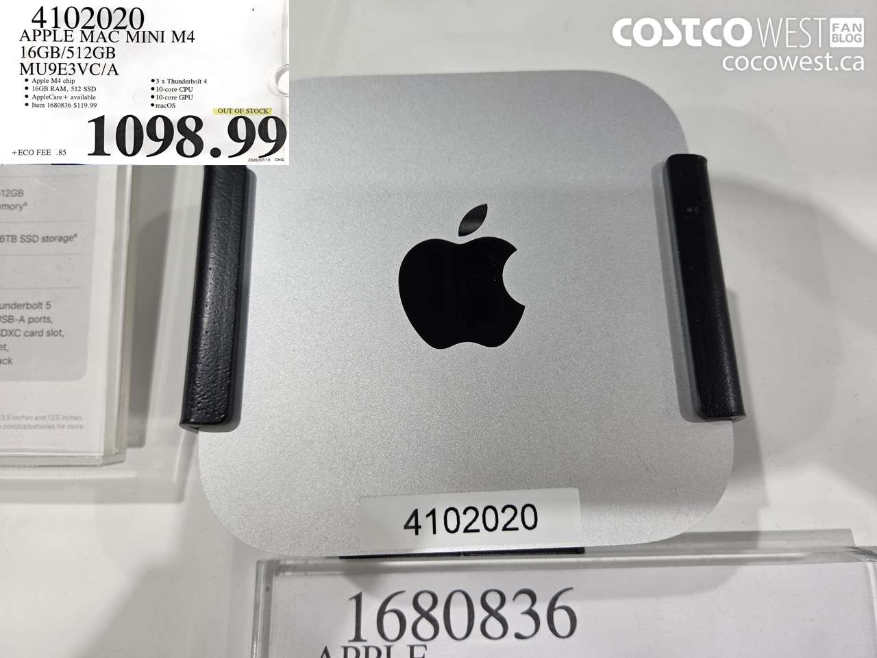 4102020 APPLE MAC MINI M4 16GB/512GB MU9E3VC/A $1098.99