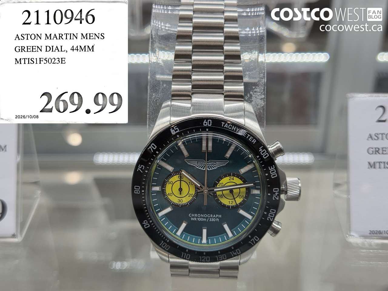 2110946 ASTON MARTIN MENS GREEN DIAL, 44MM MTIS1F5023E $269.99