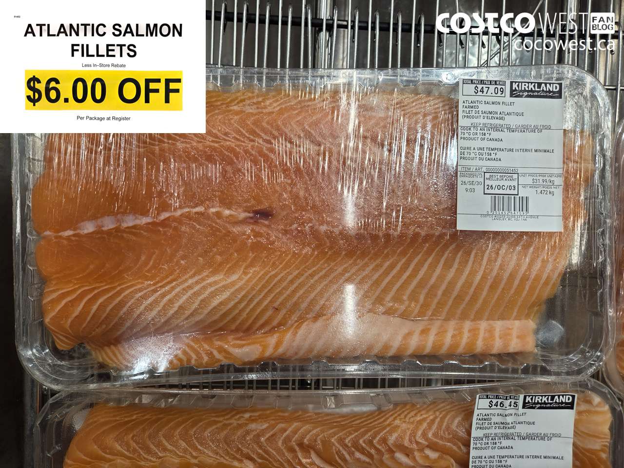 51452 ATLANTIC SALMON FILLETS ($6.00 INSTANT SAVINGS)