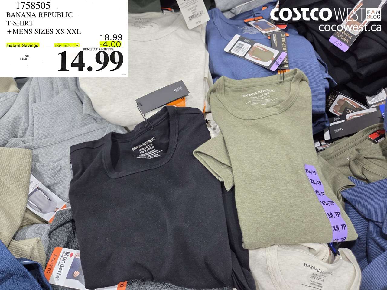 1758505 BANANA REPUBLIC T-SHIRT +MENS SIZES XS-XXL ($4.00 INSTANT SAVINGS EXPIRES ON 2026-10-25) $14.99