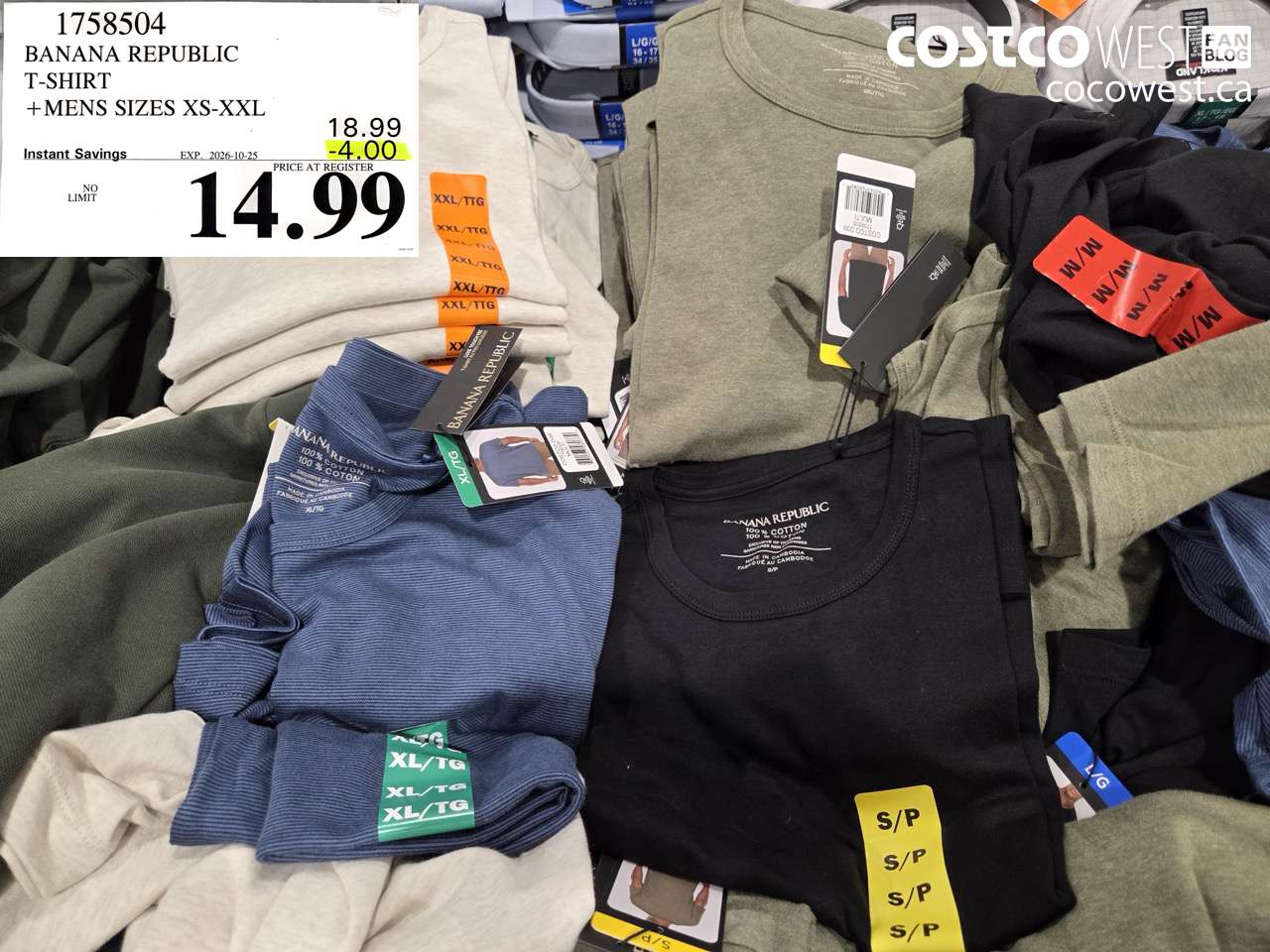 1758504 BANANA REPUBLIC T-SHIRT + MENS SIZES XS-XXL ($4.00 INSTANT SAVINGS EXPIRES ON 2026-10-25) $14.99